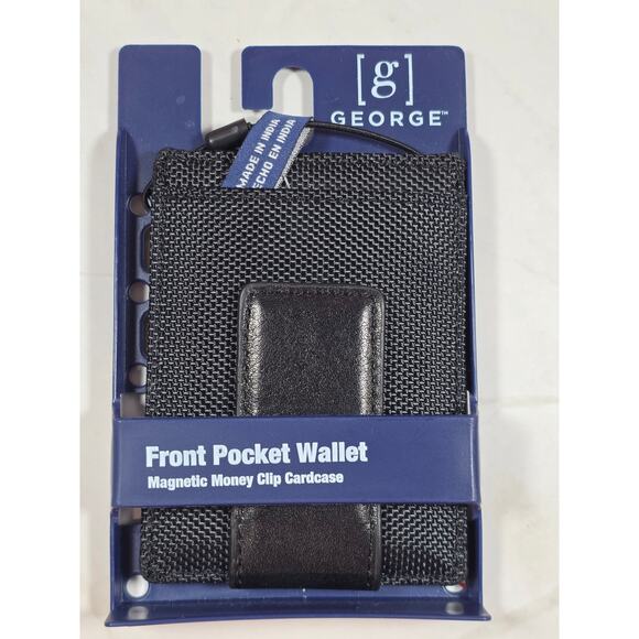 George Front Pocket Wallet Magnetic Money Clip Cardcase Black - Picture 1 of 1